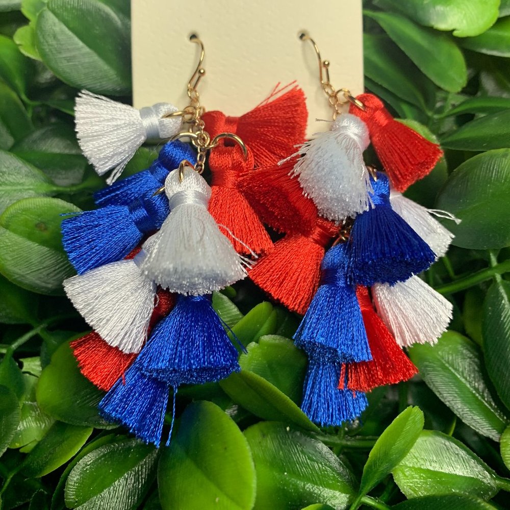 America Mini Tassel Garland Earrings